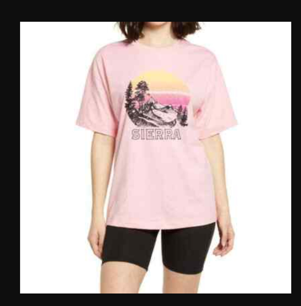 BP Sierra MOUNTAINS Graphic T-Shirt 2x PLUS Short Sleeve Cotton Blend Pink NWT